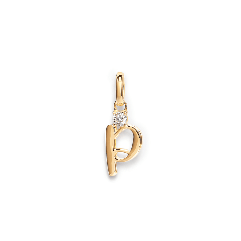 Initial P Pendant with 0.05ct of Laboratory-Grown Diamonds in 9kt Yellow Gold Pendants Bevilles 