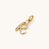 Initial R Pendant with Solitaire 0.05ct Laboratory-Grown Diamond in 9kt Yellow Gold Pendants Bevilles 