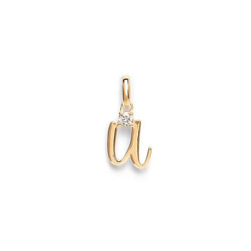 Initial U Pendant with Solitaire 0.05ct Laboratory-Grown Diamond in 9kt Yellow Gold Pendants Bevilles 