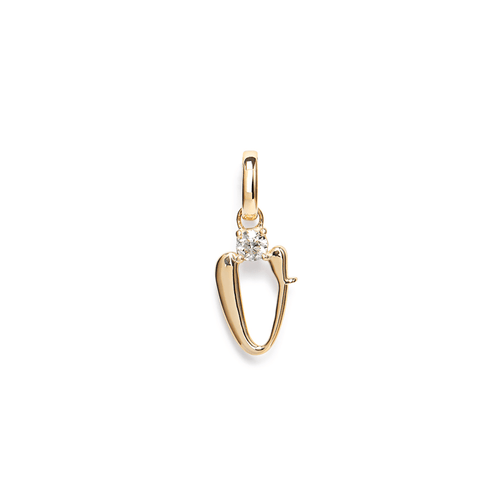 Initial V Pendant with Solitaire 0.05ct Laboratory-Grown Diamond in 9kt Yellow Gold Pendants Bevilles 