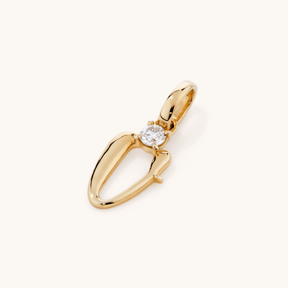Initial V Pendant with Solitaire 0.05ct Laboratory-Grown Diamond in 9kt Yellow Gold Pendants Bevilles 