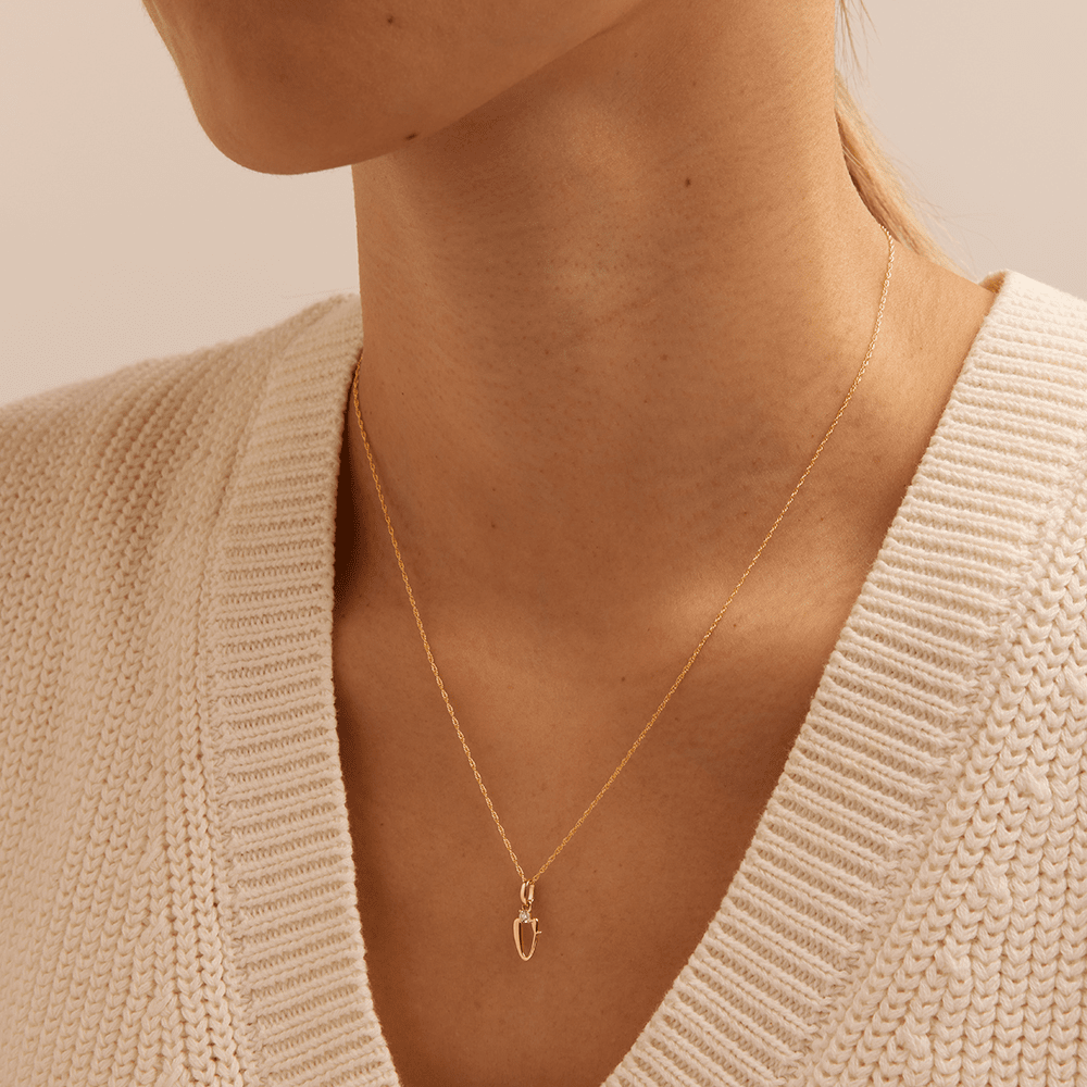 Initial V Pendant with 0.05ct of Laboratory-Grown Diamonds in 9kt Yellow Gold Pendants Bevilles 