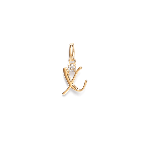 Initial X Pendant with Solitaire 0.05ct Laboratory-Grown Diamond in 9kt Yellow Gold Pendants Bevilles 