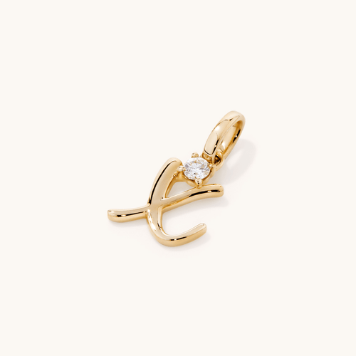 Initial X Pendant with Solitaire 0.05ct Laboratory-Grown Diamond in 9kt Yellow Gold Pendants Bevilles 