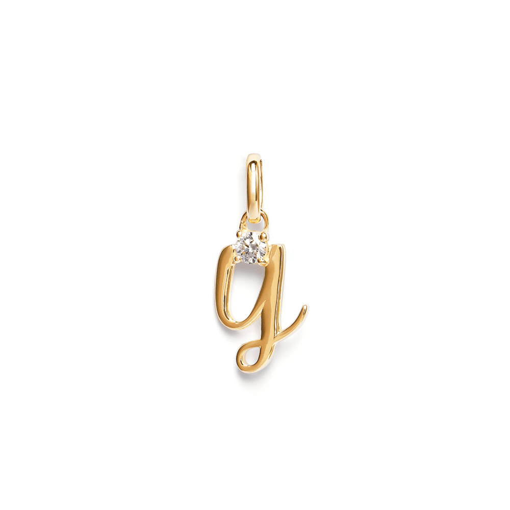 Initial Y Pendant with 0.05ct of Laboratory-Grown Diamonds in 9kt Yellow Gold Pendants Bevilles 