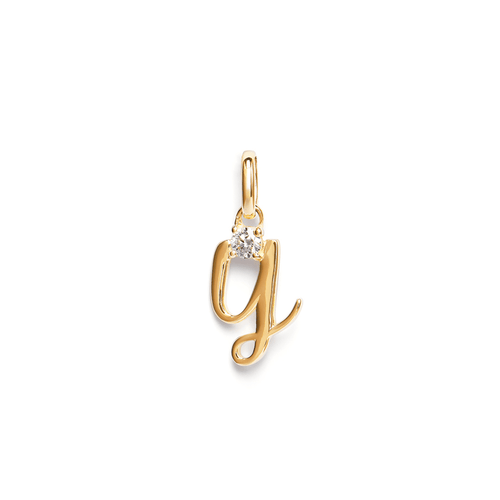 Initial Y Pendant with Solitaire 0.05ct Laboratory-Grown Diamond in 9kt Yellow Gold Pendants Bevilles 