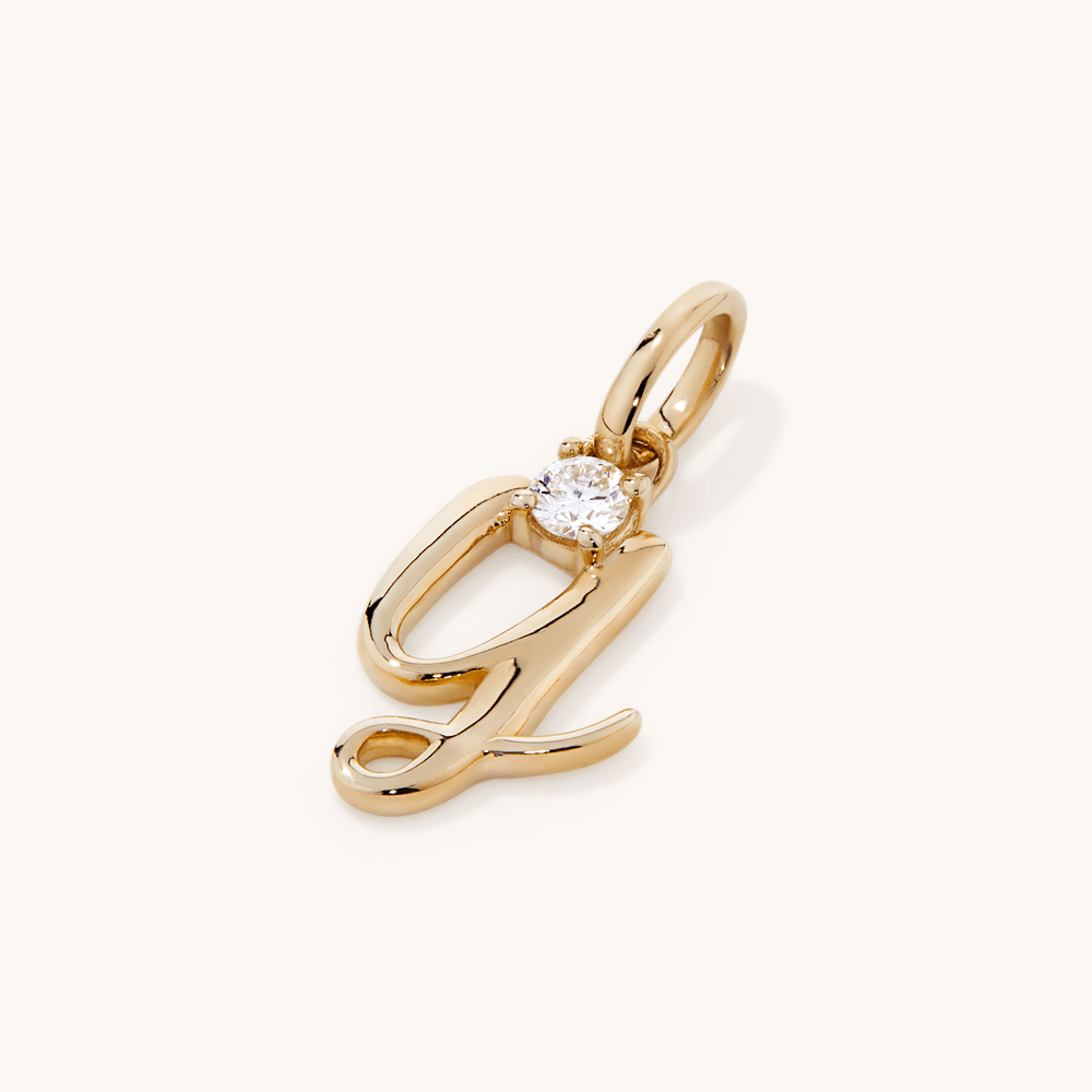 Initial Y Pendant with Solitaire 0.05ct Laboratory-Grown Diamond in 9kt Yellow Gold Pendants Bevilles 