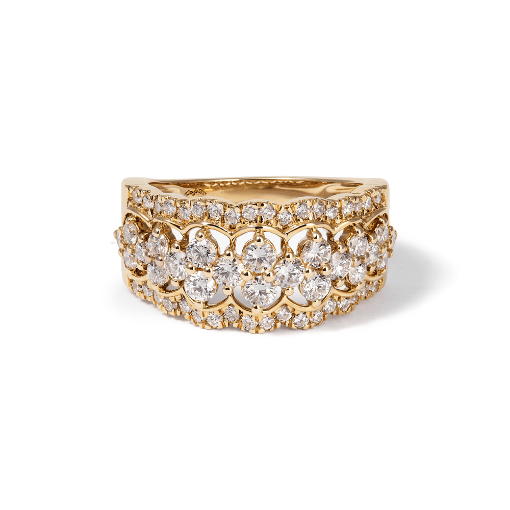Multirow Dress Ring with 1.16tw of Laboratory-Grown Diamonds in 9kt Yellow Gold Rings Bevilles 