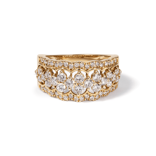 Multirow Dress Ring with 1.16tw of Laboratory-Grown Diamonds in 9kt Yellow Gold Rings Bevilles 