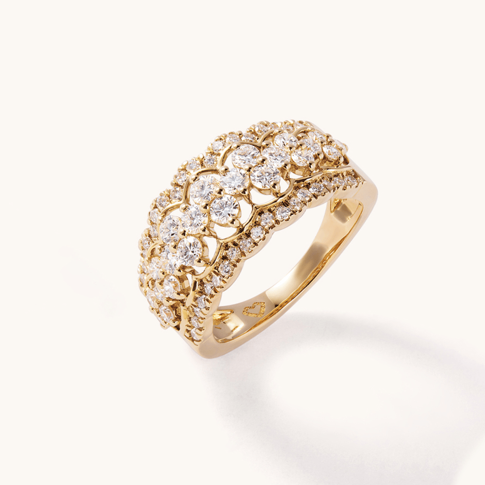 Multirow Dress Ring with 1.16tw of Laboratory-Grown Diamonds in 9kt Yellow Gold Rings Bevilles 