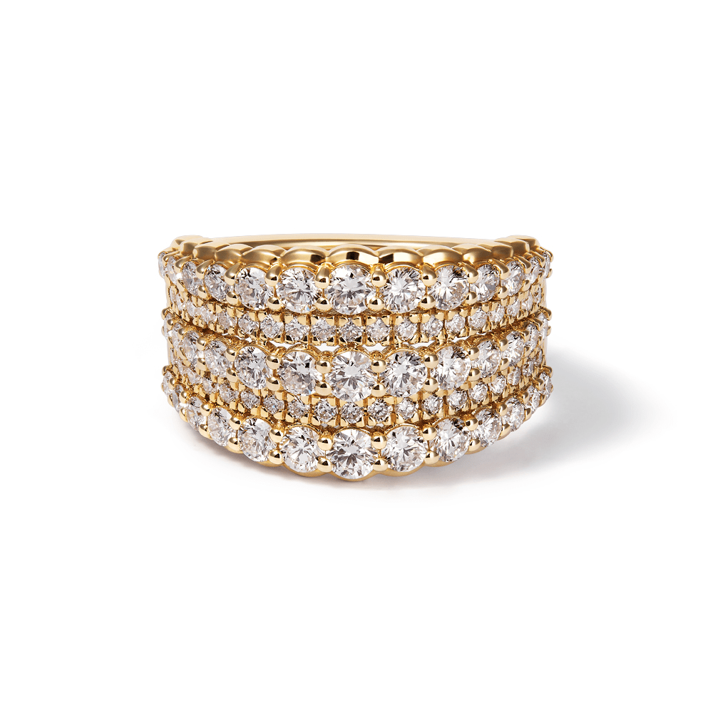 Multirow Dress Ring with 1.98tw of Laboratory-Grown Diamonds in 9kt Yellow Gold Rings Bevilles 