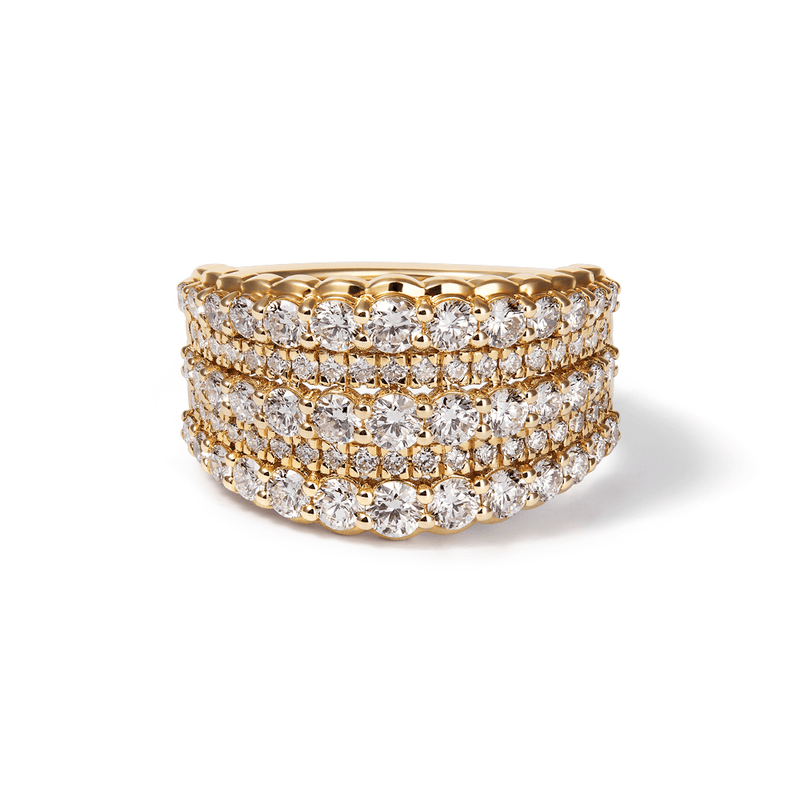 Multirow Dress Ring with 1.98tw of Laboratory-Grown Diamonds in 9kt Yellow Gold Rings Bevilles 