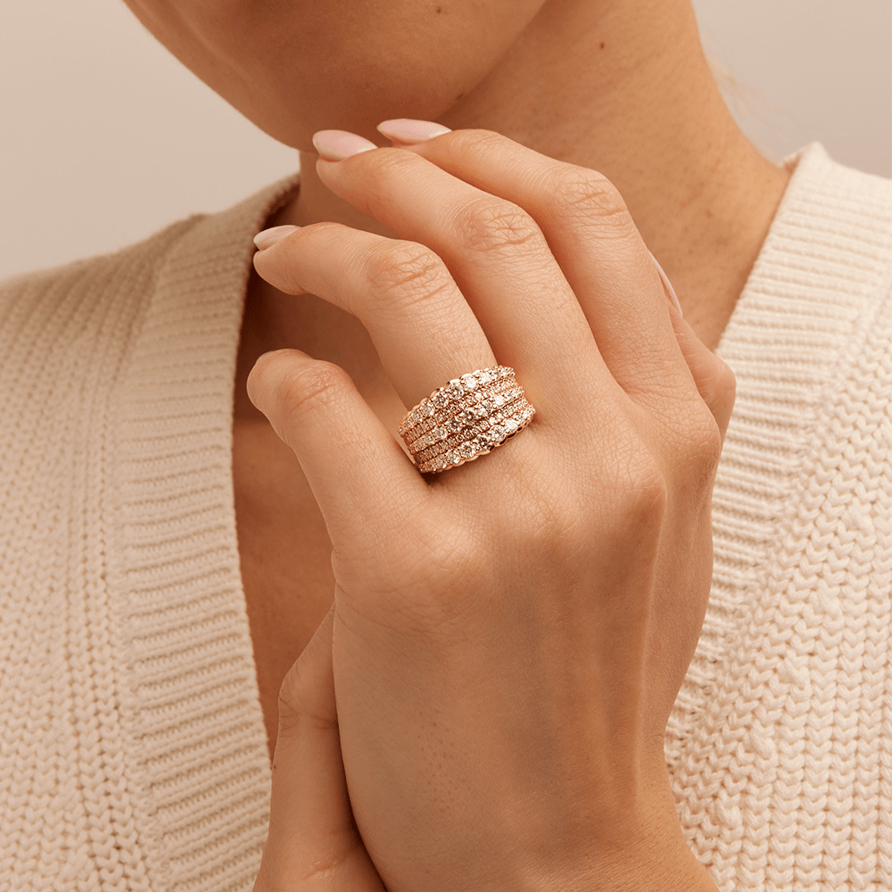 Multirow Dress Ring with 1.98tw of Laboratory-Grown Diamonds in 9kt Yellow Gold Rings Bevilles 