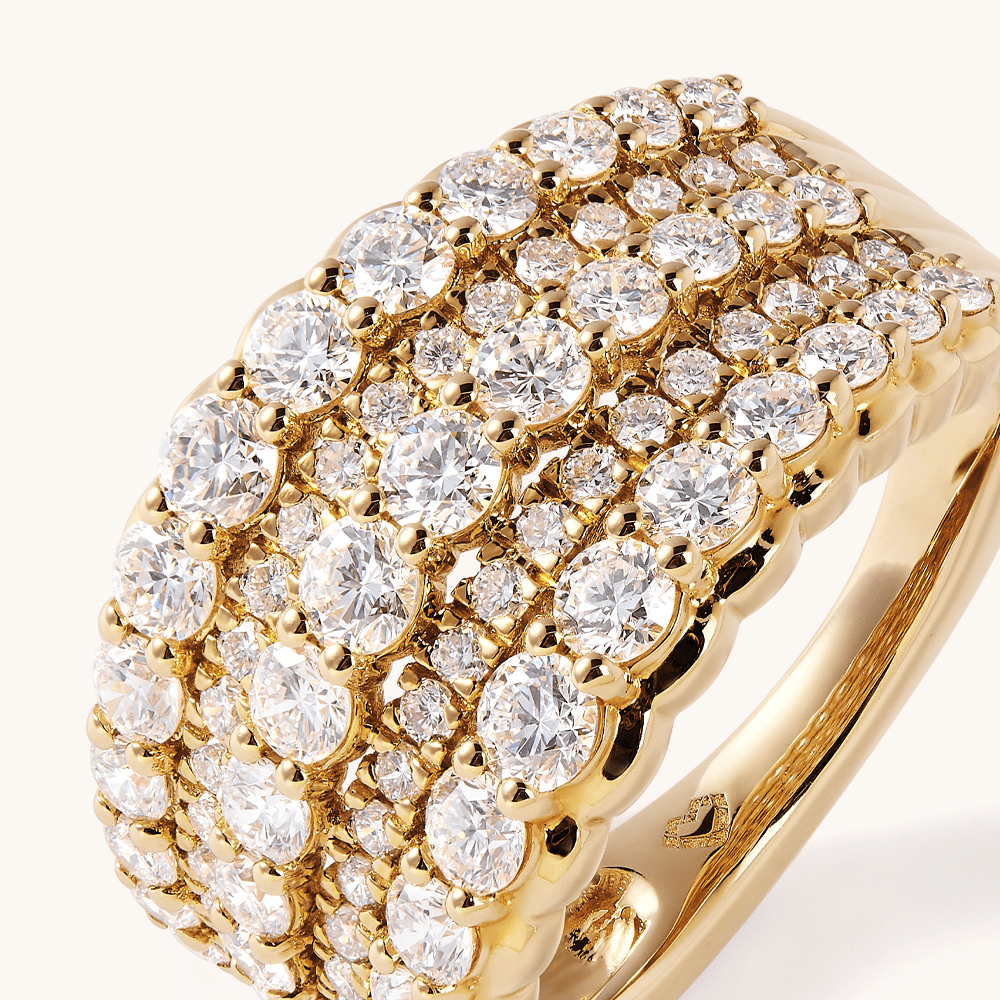 Multirow Dress Ring with 1.98tw of Laboratory-Grown Diamonds in 9kt Yellow Gold Rings Bevilles 