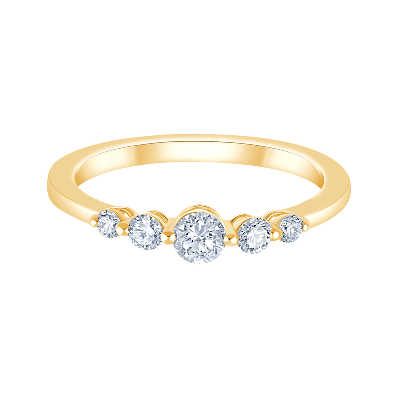 Five Stone Ring with 0.31tw of Laboratory-Grown Diamonds in 9kt Yellow Gold Rings Bevilles 