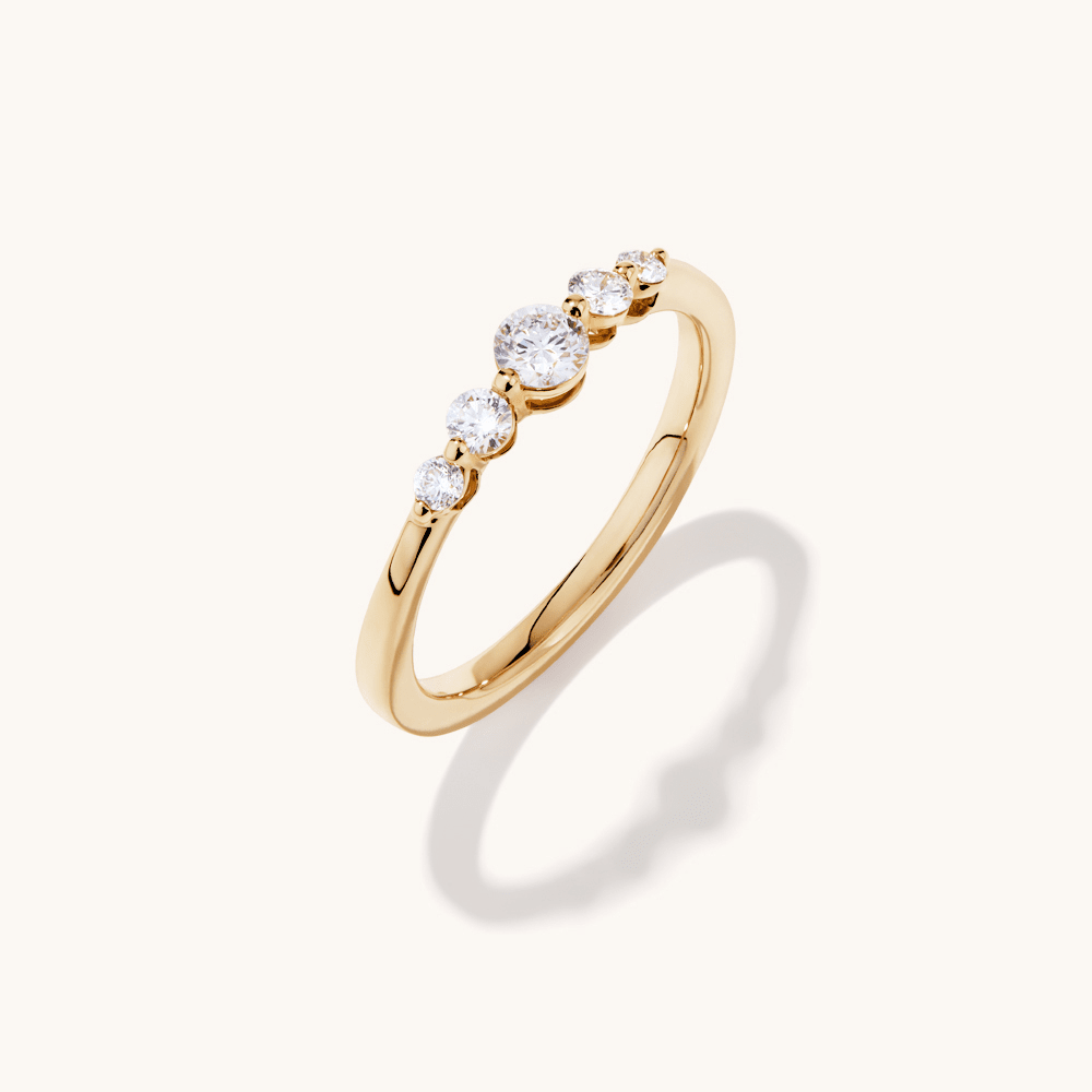 Five Stone Ring with 0.31tw of Laboratory-Grown Diamonds in 9kt Yellow Gold Rings Bevilles 