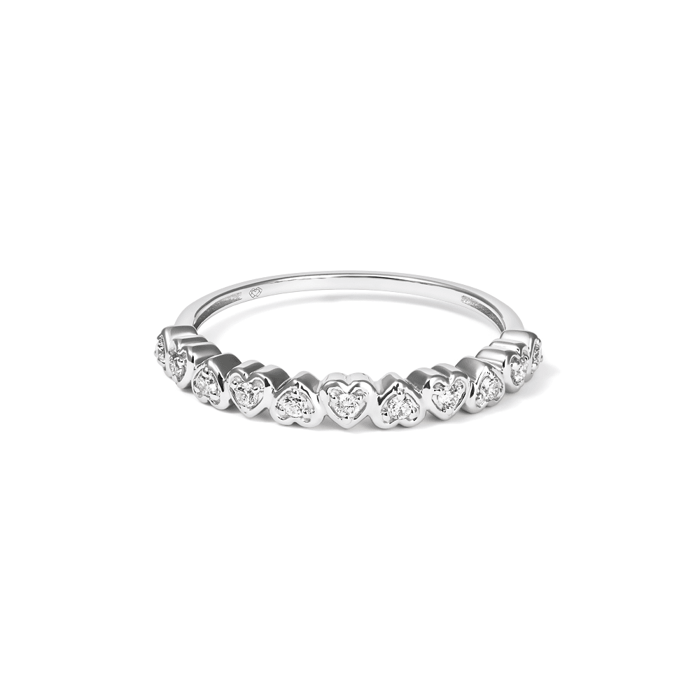 Multi Heart Ring with 0.10tw of Laboratory-Grown Diamonds in Sterling Silver and Platinum Rings Bevilles 