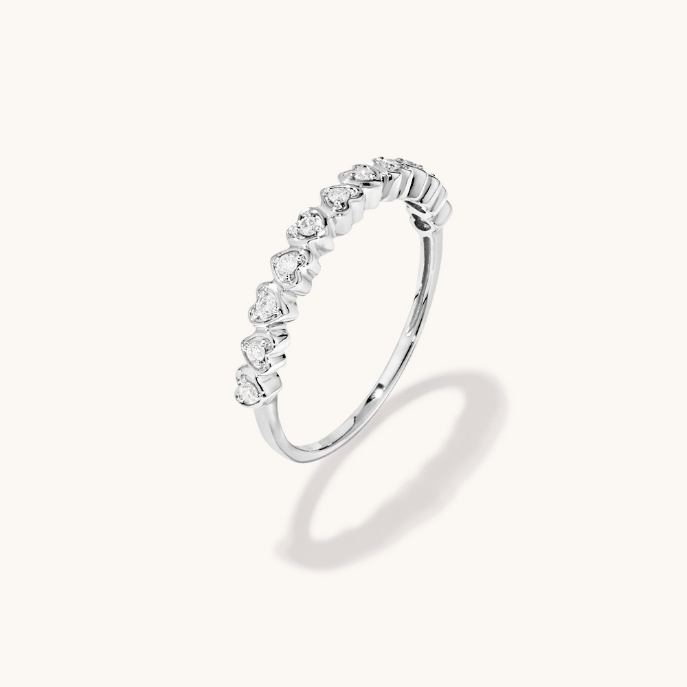Multi Heart Ring with 0.10tw of Laboratory-Grown Diamonds in Sterling Silver and Platinum Rings Bevilles 