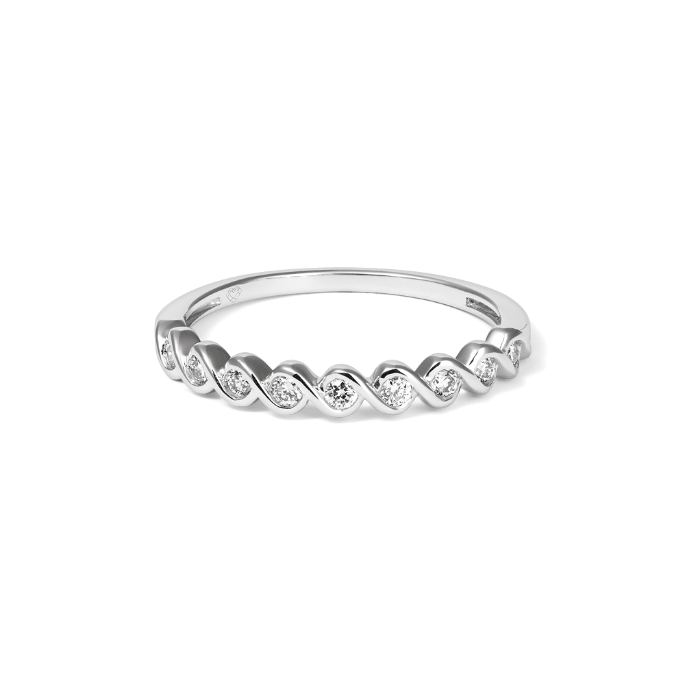 Twist Ring with 0.12tw of Laboratory-Grown Diamonds in Sterling Silver and Platinum Rings Bevilles 