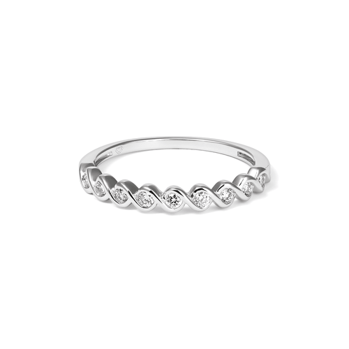 Twist Ring with 0.12tw of Laboratory-Grown Diamonds in Sterling Silver and Platinum Rings Bevilles 
