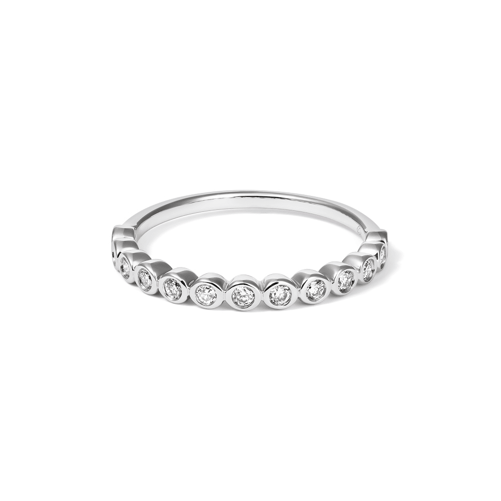 Round Bezel Ring with 0.20tw of Laboratory-Grown Diamonds in Sterling Silver and Platinum Rings Bevilles 