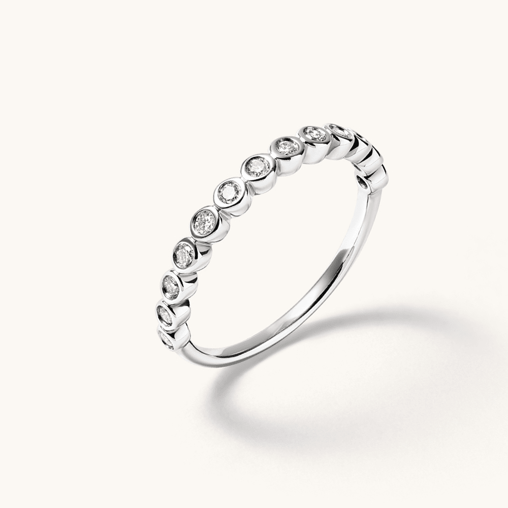 Round Bezel Ring with 0.20tw of Laboratory-Grown Diamonds in Sterling Silver and Platinum Rings Bevilles 