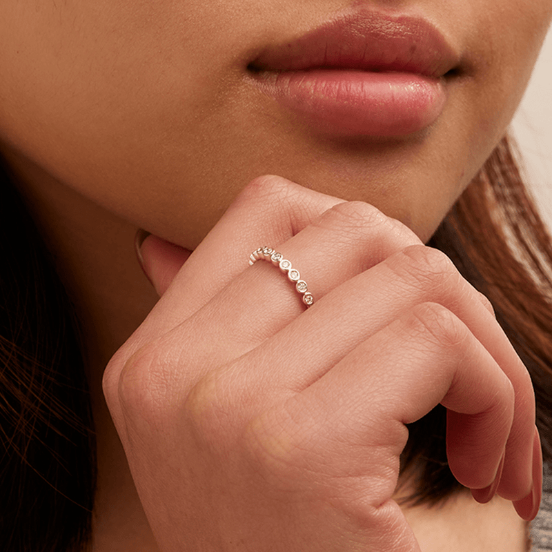 Round Bezel Ring with 0.20tw of Laboratory-Grown Diamonds in Sterling Silver and Platinum Rings Bevilles 