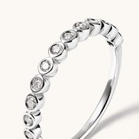 Round Bezel Ring with 0.20tw of Laboratory-Grown Diamonds in Sterling Silver and Platinum Rings Bevilles 