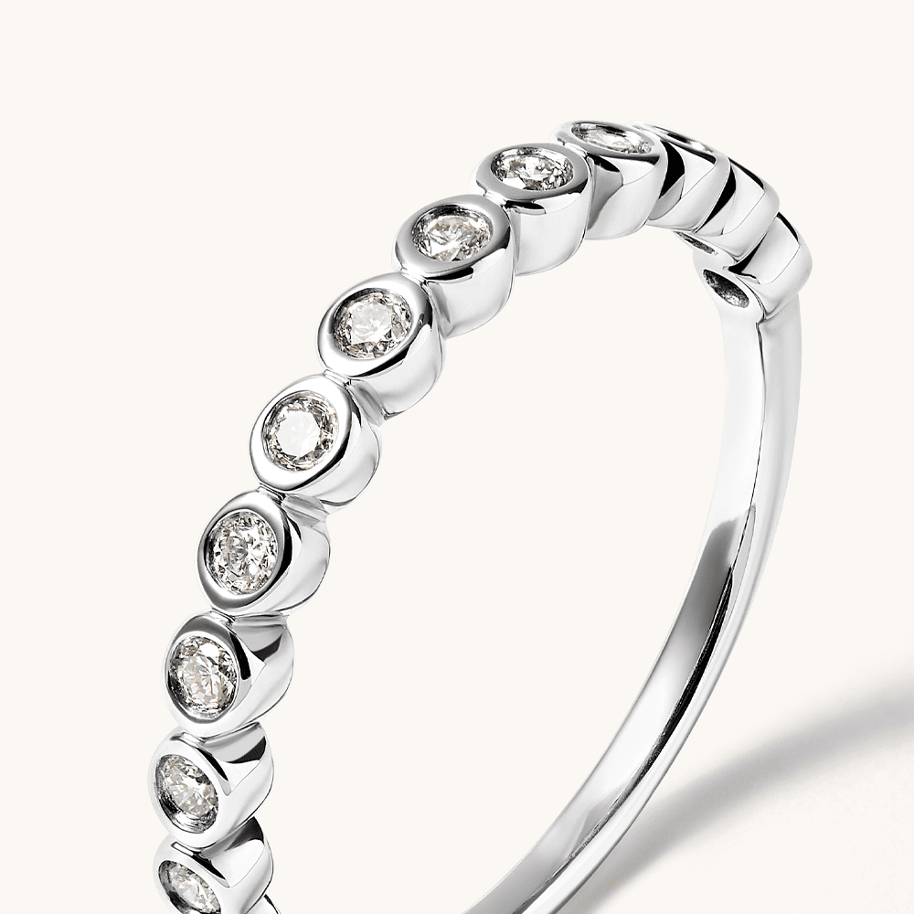 Round Bezel Ring with 0.20tw of Laboratory-Grown Diamonds in Sterling Silver and Platinum Rings Bevilles 
