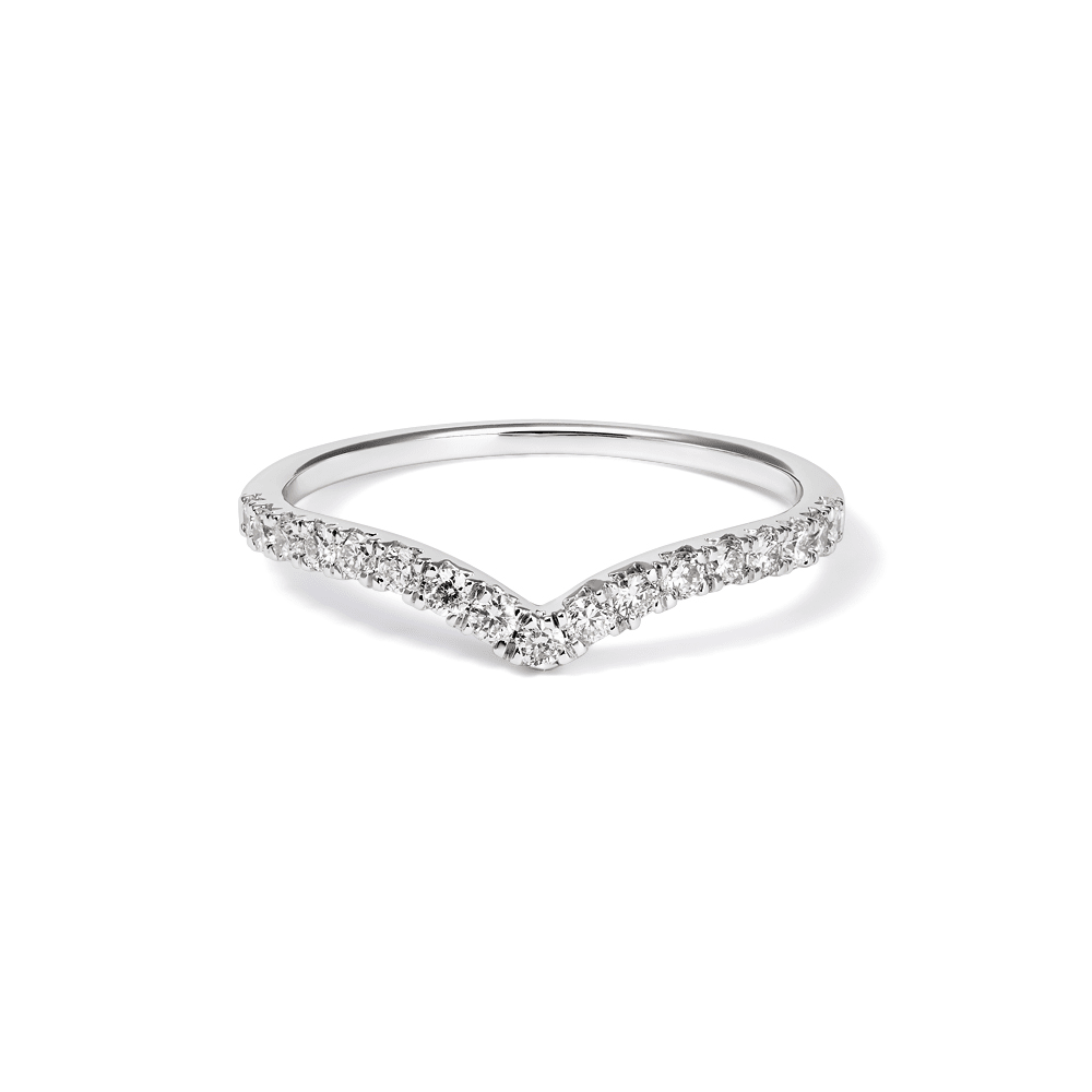 Chevron Ring with 0.25tw of Laboratory-Grown Diamonds in Sterling Silver and Platinum Rings Bevilles 
