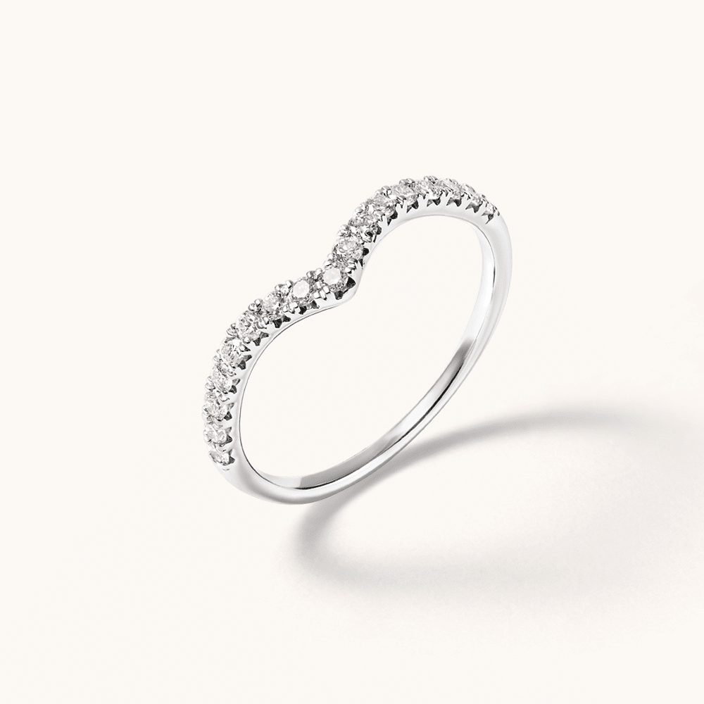 Chevron Ring with 0.25tw of Laboratory-Grown Diamonds in Sterling Silver and Platinum Rings Bevilles 