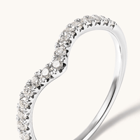 Chevron Ring with 0.25tw of Laboratory-Grown Diamonds in Sterling Silver and Platinum Rings Bevilles 