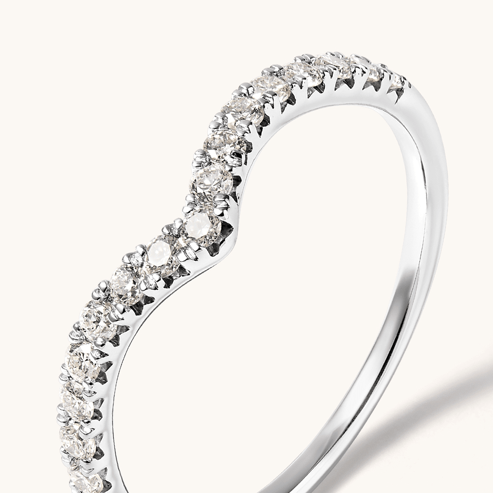 Chevron Ring with 0.25tw of Laboratory-Grown Diamonds in Sterling Silver and Platinum Rings Bevilles 