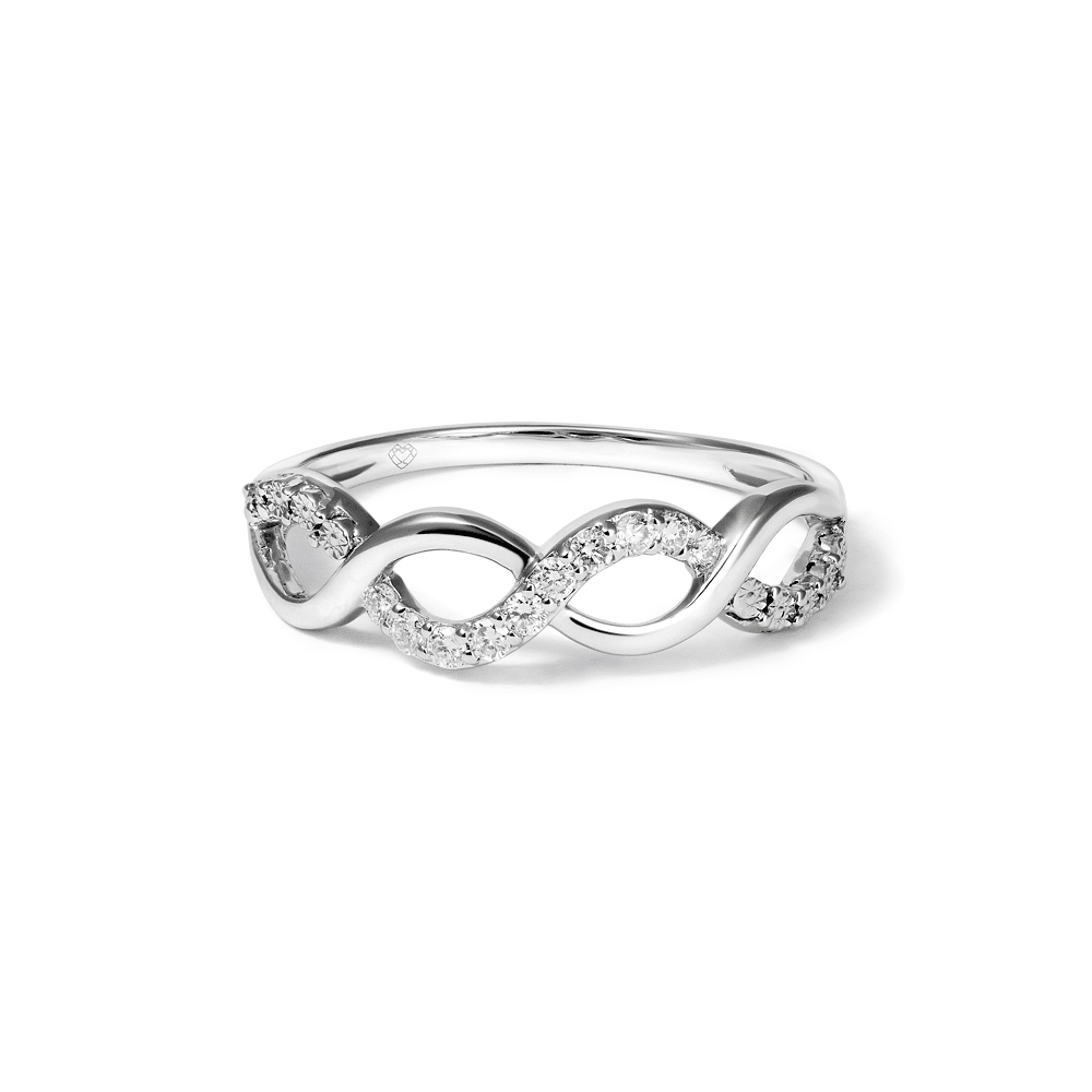 Open Plait Ring with 0.10tw of Laboratory-Grown Diamonds in Sterling Silver and Platinum Rings Bevilles 