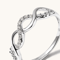 Open Plait Ring with 0.10tw of Laboratory-Grown Diamonds in Sterling Silver and Platinum Rings Bevilles 