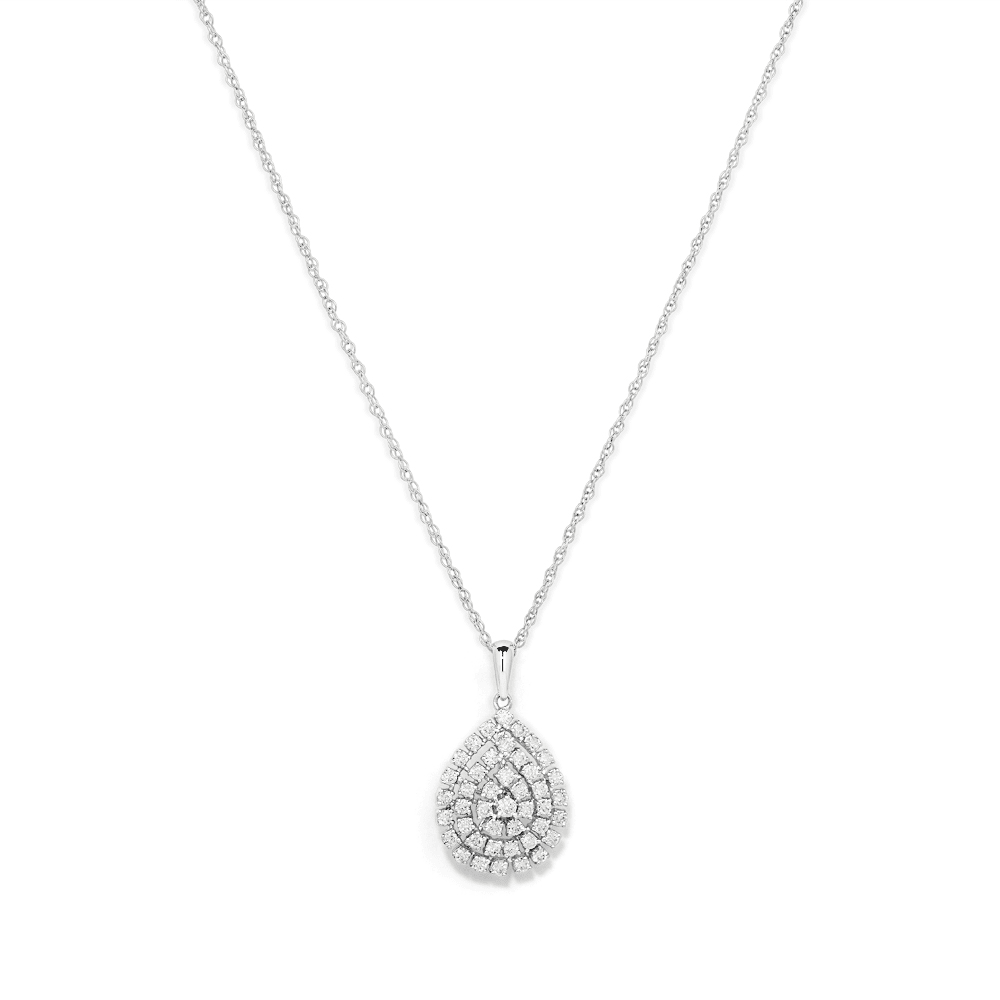45cm Pear Shaped Pendant Necklace with 0.50tw of Laboratory-Grown Diamonds in Sterling Silver and Platinum Pendants Bevilles 