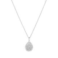 45cm Pear Shaped Pendant Necklace with 0.50tw of Laboratory-Grown Diamonds in Sterling Silver and Platinum Pendants Bevilles 