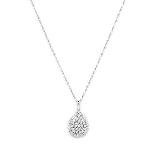 45cm Pear Shaped Pendant Necklace with 0.50tw of Laboratory-Grown Diamonds in Sterling Silver and Platinum Pendants Bevilles 
