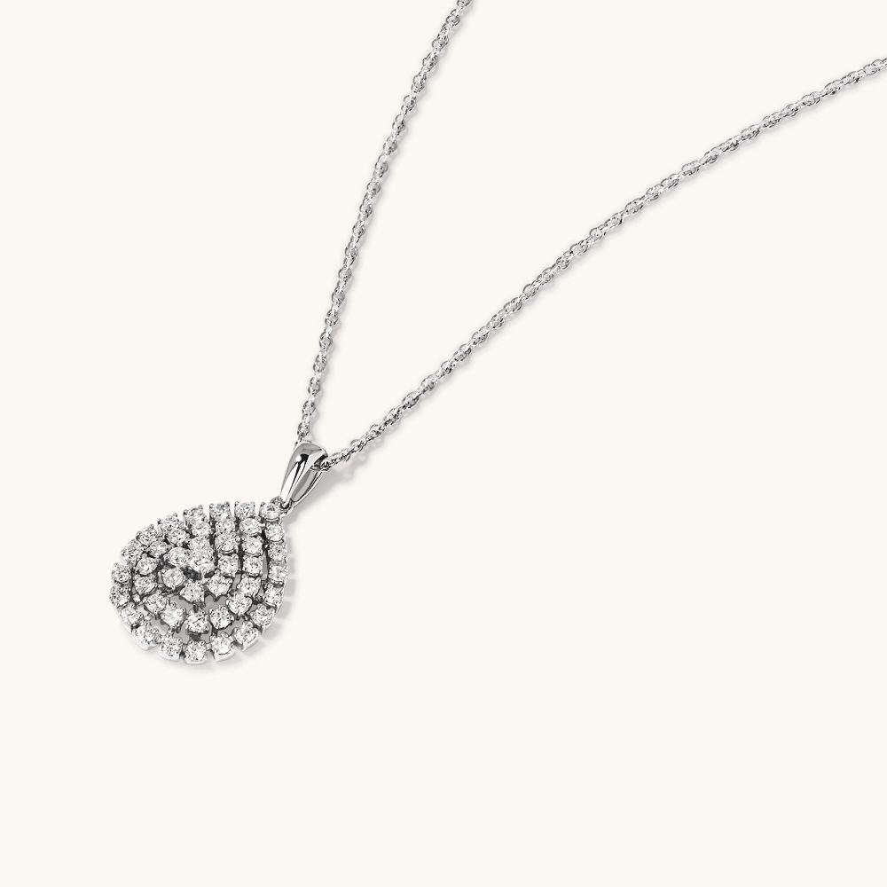 45cm Pear Shaped Pendant Necklace with 0.50tw of Laboratory-Grown Diamonds in Sterling Silver and Platinum Pendants Bevilles 