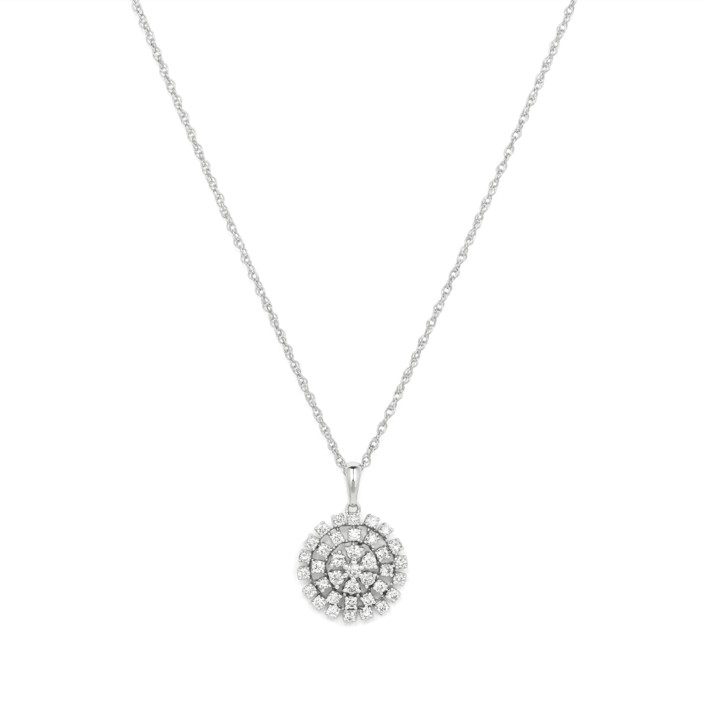 45cm Round Pendant Necklace with 0.50tw of Laboratory-Grown Diamonds in Sterling Silver and Platinum Pendants Bevilles 