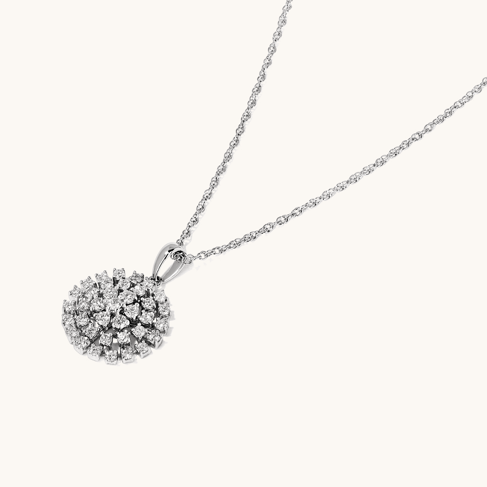 45cm Round Pendant Necklace with 0.50tw of Laboratory-Grown Diamonds in Sterling Silver and Platinum Necklaces Bevilles 