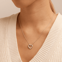 45cm Heart Pendant Necklace with 0.25tw of Laboratory-Grown Diamonds in Sterling Silver and Platinum Pendants Bevilles 
