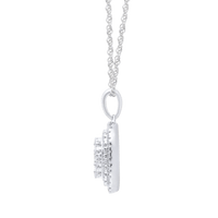45cm Cushion Shaped Cluster Halo Pendant Necklace with 0.70tw of Laboratory-Grown Diamonds in Sterling Silver and Platinum Pendants Bevilles 