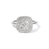 Cushion Shaped Cluster Halo Ring with 0.70tw of Laboratory-Grown Diamonds in Sterling Silver and Platinum Rings Bevilles 