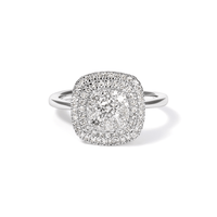 Cushion Shaped Cluster Halo Ring with 0.70tw of Laboratory-Grown Diamonds in Sterling Silver and Platinum Rings Bevilles 