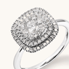 Cushion Shaped Cluster Halo Ring with 0.70tw of Laboratory-Grown Diamonds in Sterling Silver and Platinum Rings Bevilles 