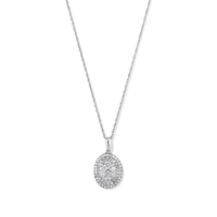 45cm Oval Shaped Cluster Halo Pendant Necklace with 0.75tw of Laboratory-Grown Diamonds in Sterling Silver and Platinum Pendants Bevilles 