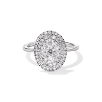 Oval Shaped Cluster Halo Ring with 0.75tw of Laboratory-Grown Diamonds in Sterling Silver and Platinum Rings Bevilles 