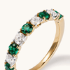 Alternating Created Emerald Ring with 0.40tw of Laboratory-Grown Diamonds in 9kt Yellow Gold Rings Bevilles 