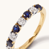 Alternating Created Sapphire Ring with 0.40tw of Laboratory-Grown Diamonds in 9kt Yellow Gold Rings Bevilles 